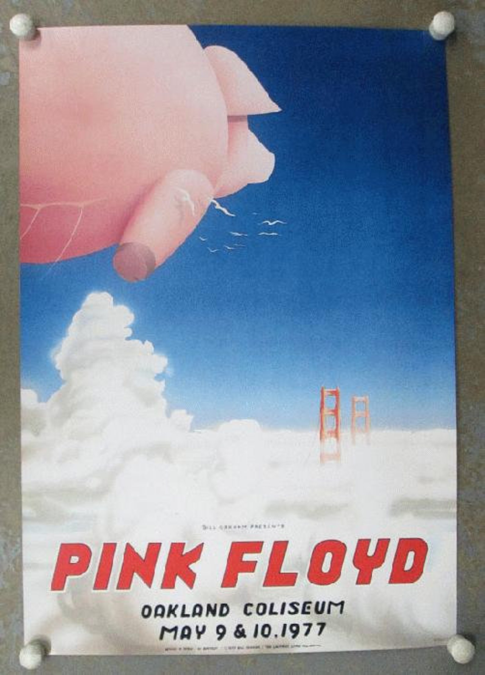 Pink Floyd Oakland 1977 concert poster Tuten 2nd print pig | Etsy