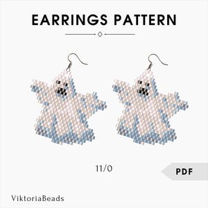 Halloween ghost earrings pattern peyote Brick Stitch dangle drop Seed Bead Digital Download pattern, phantom children earrings
