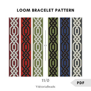 Celtic Knot Bracelet Loom Pattern: Square Stitch Beadwork (PDF Pattern)