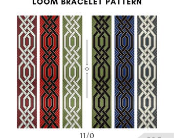 Celtic Knot Bracelet Loom Pattern: Square Stitch Beadwork (PDF Pattern)
