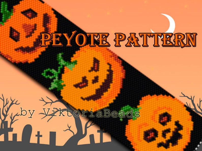 Halloween Three Pumpkins Peyote Pattern Even Stitch Bracelet - Etsy