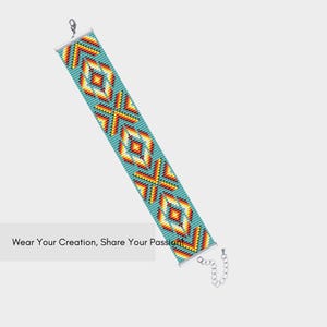 Patrón de telar de cuentas para pulseras nativas americanas: Punto cuadrado geométrico (patrón PDF) imagen 2