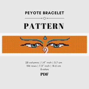 Buddha&#39;s eyes peyote stitch pattern even bracelet Yoga Orange Beadwork seed beads Cuff bracelet Aum Delica Beading Gift pattern