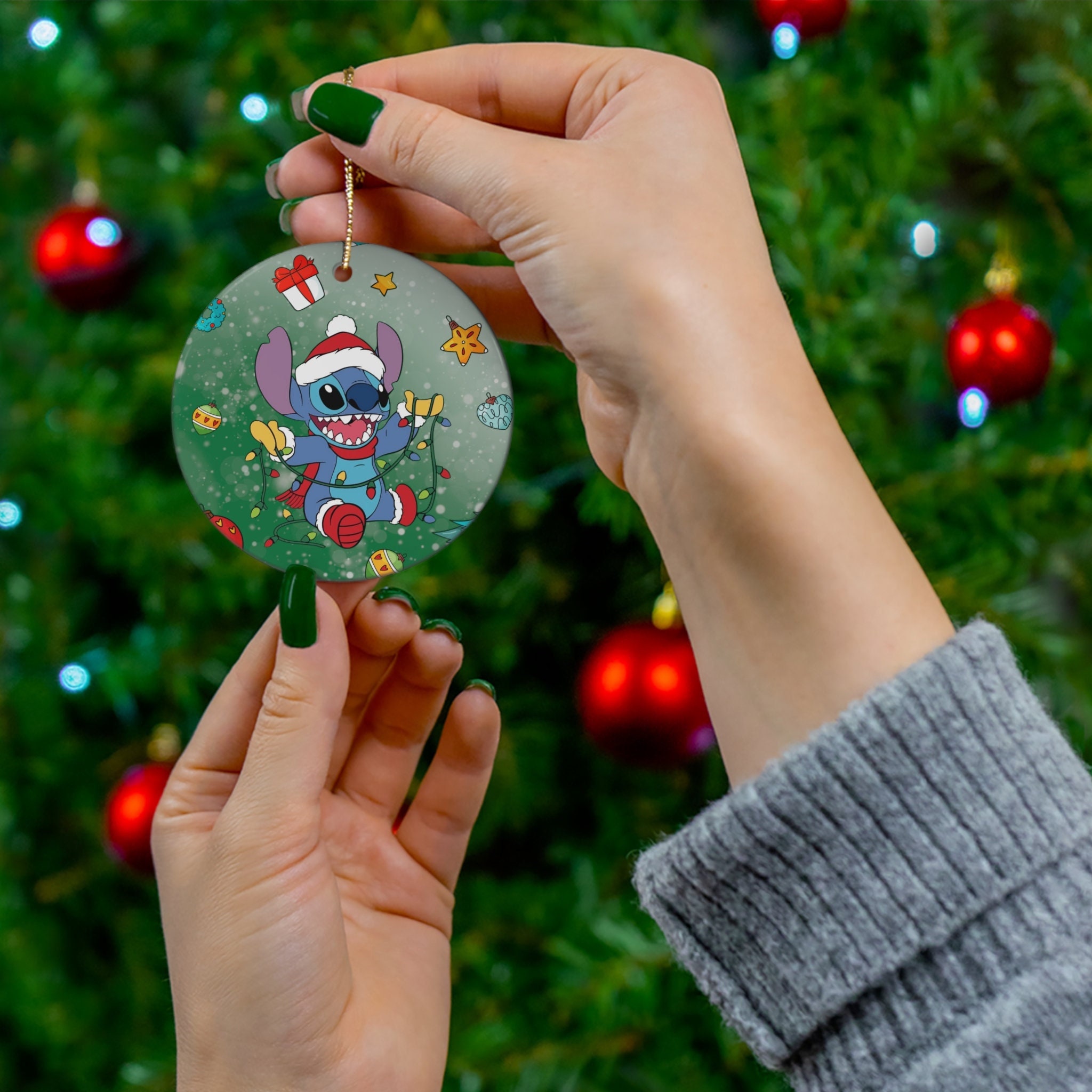 Discover Christmas Stitch Disney Ornament, Stitch Christmas Ornament, Lilo and Stitch, Custom Christmas Ornament, Disney Christmas Ornament