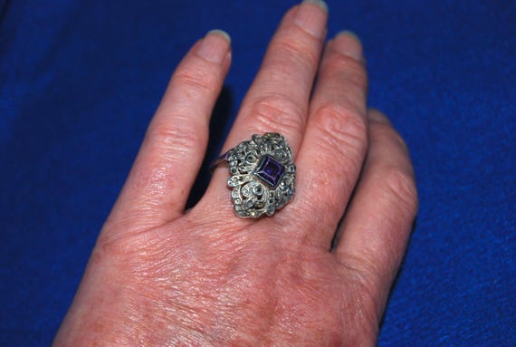 Art Deco statement ring in silver. Diamond shaped… - image 7