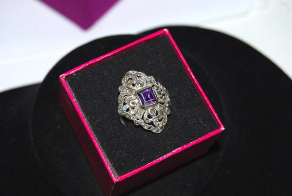 Art Deco statement ring in silver. Diamond shaped… - image 4