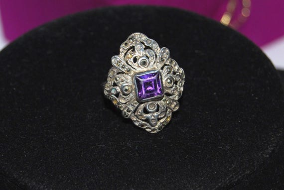 Art Deco statement ring in silver. Diamond shaped… - image 5