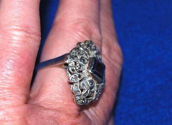 Art Deco statement ring in silver. Diamond shaped… - image 6