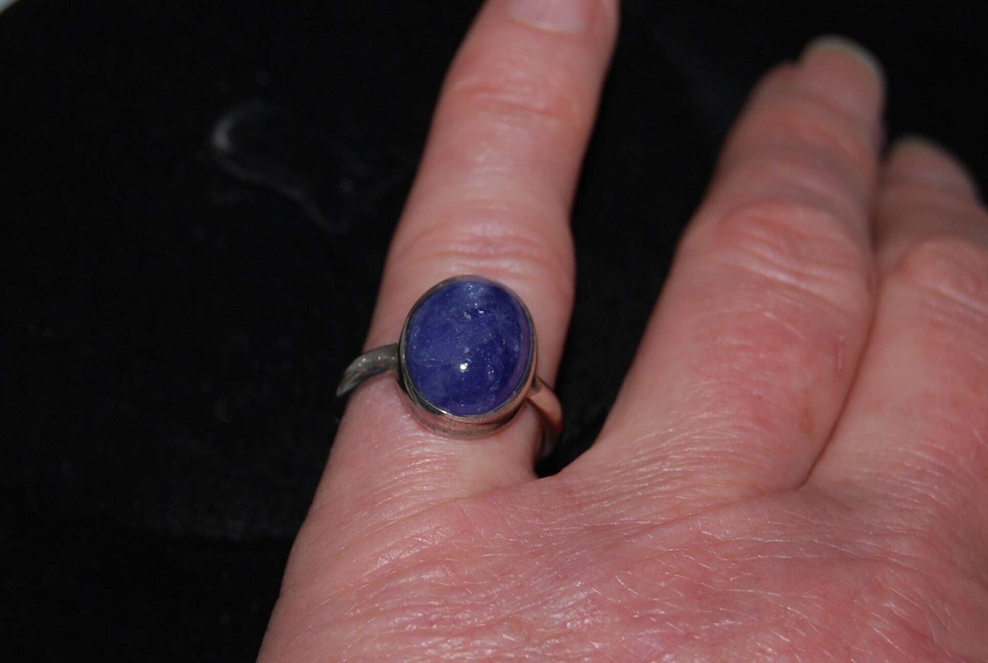 Silver and Tanzanite Ring Simple Design but Fabulous Colour Stone