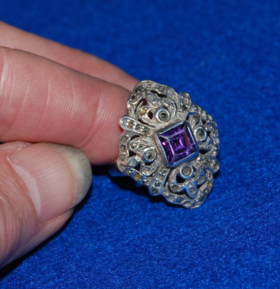 Art Deco statement ring in silver. Diamond shaped… - image 2