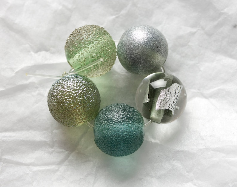 Jewelry making supplies Grey lampwork glass beads