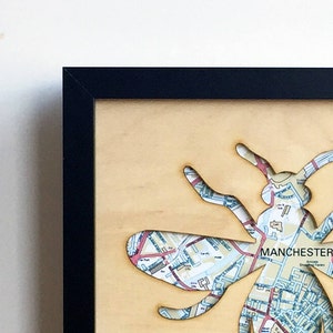 Manchester bee gift, Manchester map laser cut plywood sign, Manchester art, Manchester wall art, Manchester gift 23cm x23cm image 5