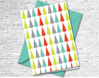Make your own Contemporary Christmas Cards, Christmas Tree Abstract Art Cards, instant download