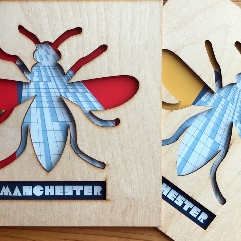 Manchester Bee Gift, Manchester Beetham Tower Laser Cut Plywood Sign