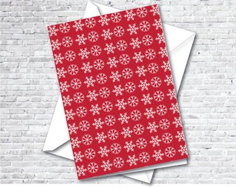 Make your own Contemporary Christmas Cards, Red Christmas Snowflake Abstract Art Cards, instant download