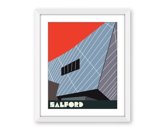 Manchester Art Print, Salford Imperial War Museum Print in Red, Salford Wall Art