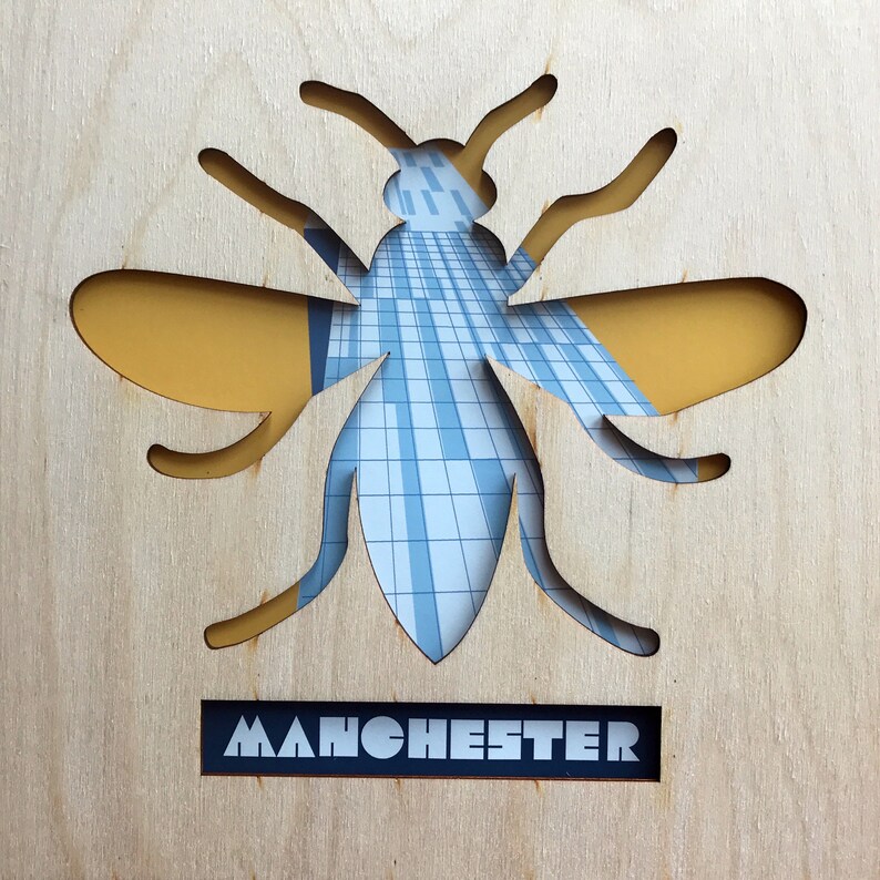 Manchester Bee Gift, Manchester Beetham Tower Laser Cut Plywood Sign