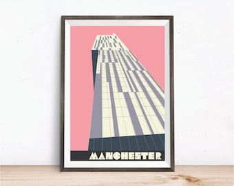 Manchester Beetham Tower in Rose, Manchester Hilton Hotel Print, A4, 8x10 inch print, Manchester Poster, Manchester Art Print