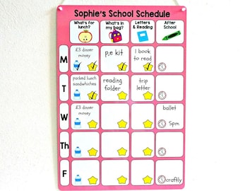 Personalized School Routine Chart: Aluminum Kids Planner