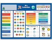 Kids Space Calendar, Digital Download, Childrens Calendar Printable, Learning Weather Chart, My First Calendar