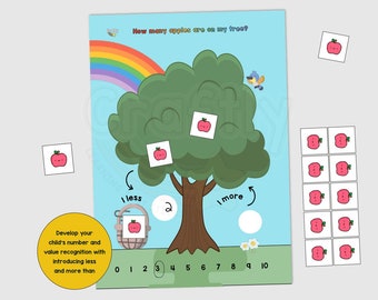 Apple Tree Counting Activity: Montessori Learning Printable (Digital Download)