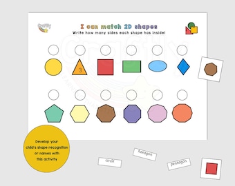 2D Shapes Matching Activity: Montessori Learning Printable (Digital Download)