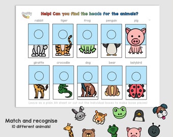 Animal Matching Game: leeractiviteit voor peuters (digitale download)