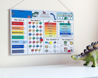 Kinder Dinosaurier Kalender Geschenk, pädagogische Geschenk, Wetter-Diagramm, Lernkalender, jungen Dinosaurier Schlafzimmer, Dinosaurier-Thema