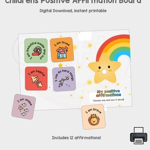 Positive Affirmations Flashcards for Children - Digital Download Printable - Mindfulness and Self Esteem for Kids