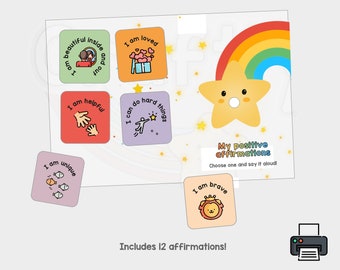 Childrens Positive Affirmations Printable, Mindfulness for Kids
