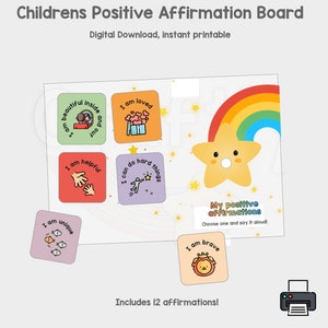 Childrens Positive Affirmations Printable, Mindfulness for Kids