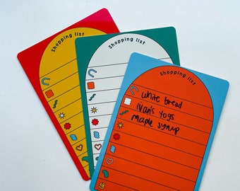 Fridge Shopping List for the Kitchen, Reminders Magnetic Noticeboard Colourful Fun