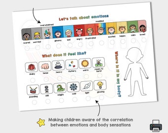 Régulation des émotions pour les enfants, activité de pleine conscience, échelle de 5 points, réflexion sur les émotions et les sentiments des enfants, ressources thérapeutiques