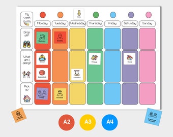 Drop off Pick Up Weekly Planner, Childrens Activity Planner, Digital Download, Visual Timetable, Now and Next, Routine Board for Kids