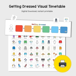 Getting Dressed Visual Timetable, Morning Routine for Toddlers and Children, SEN ASD Routine Chart Visuals, Digital Download Printable