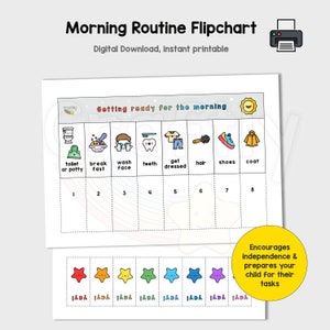 Morning Routine Flip Chart for Children, Visual Timetable for Kids, ASD Toddler Daily Jobs Responsibilities, Digital Download Printable