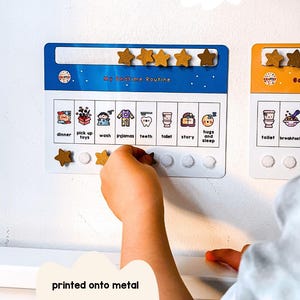 Childrens Bedtime Routine Chart, Visual Timetable for Kids, Getting ready nighttime tasks, Custom Autism SEN resources, Now Next Then