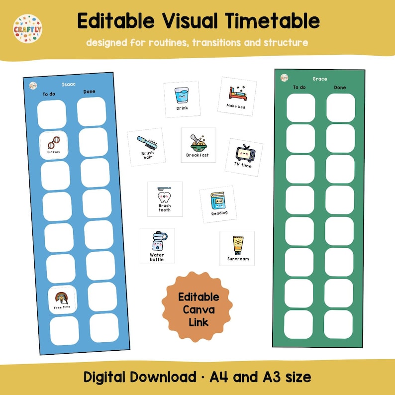 Visual Timetable EDITABLE Digital Download - Etsy