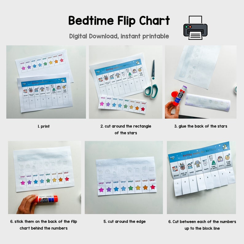 Bedtime Routine Flip Chart for Children, Visual Timetable for Kids, ASD ...