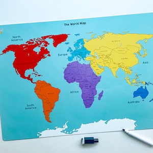 Mapa mundial para niños y niñas, docentes y escuelas, recursos educativos de aprendizaje, imágenes para educación en el hogar, países y geografía