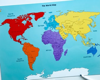 World Map for Kids and Children, Teachers and Schools Educational Learning Resources, Homeschooling Visuals, Countries and Geography