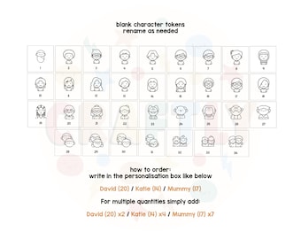 Metal Picture Tokens (People)