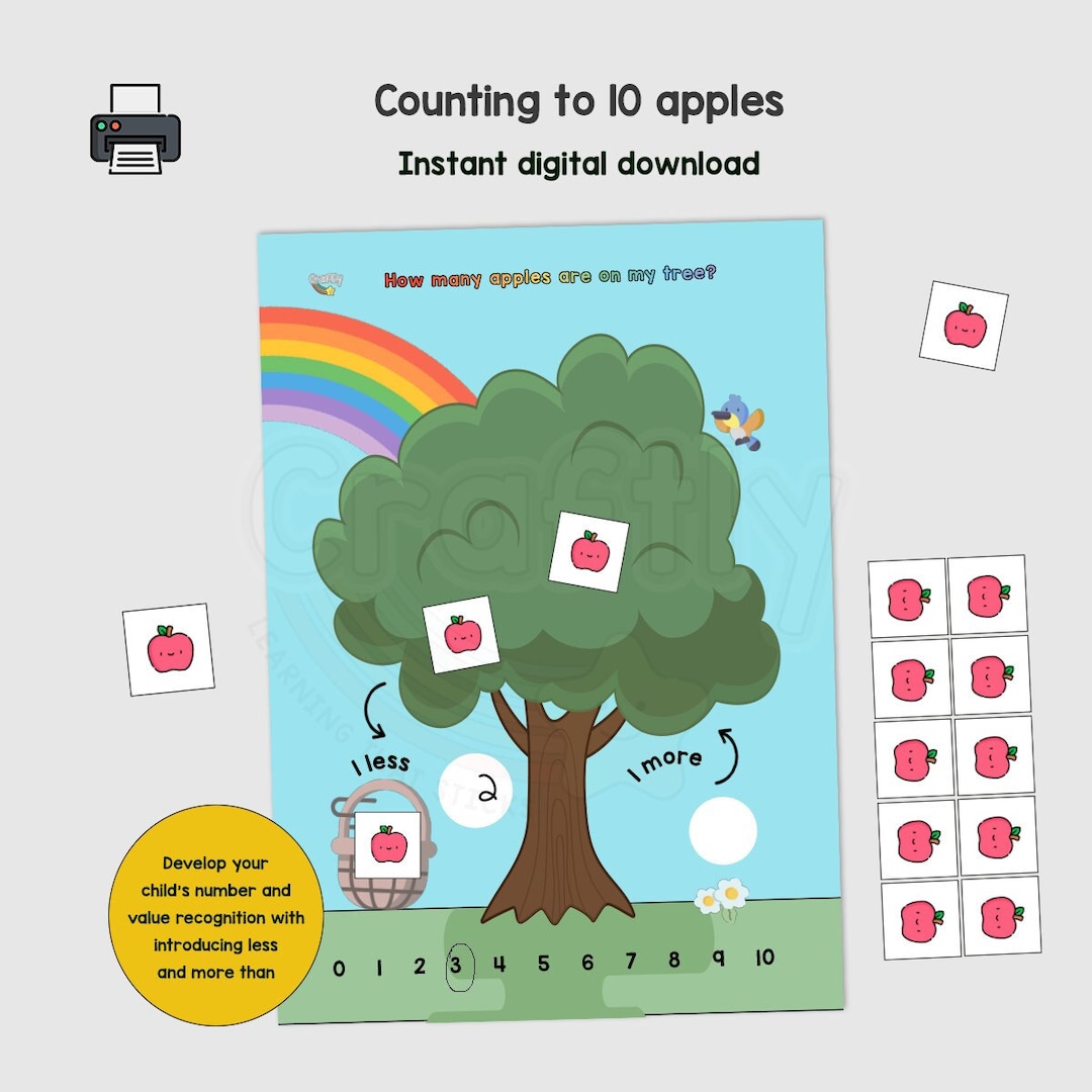 Counting Tree Sample Problem Apple Tree Counting Activity: Montessori Learning Printable (digital ...