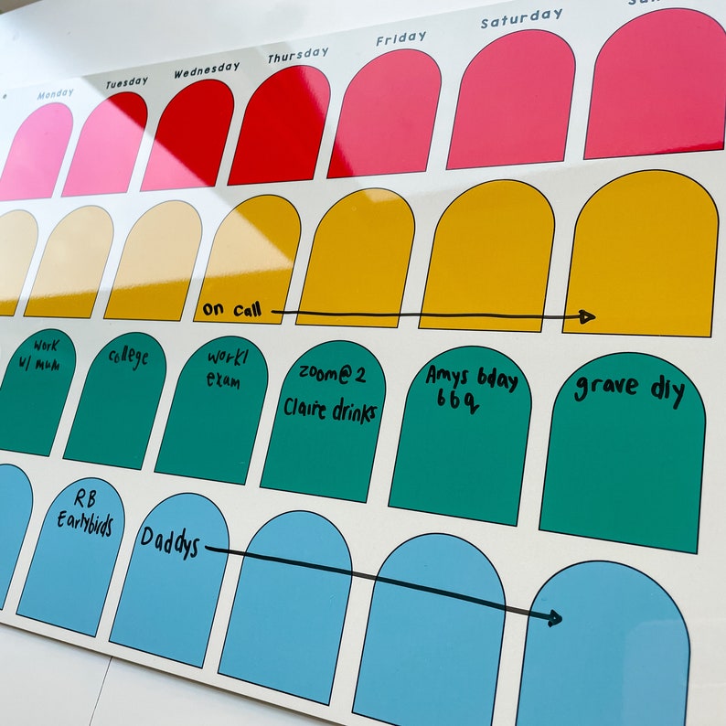 Personalised Family Organiser Whiteboard, Weekly Shared Planner for Meals and Daily Events image 3