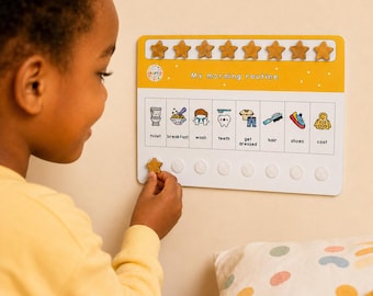 Childrens Bedtime Routine Chart, Visual Timetable for Kids, Getting ready nighttime tasks, Custom Autism SEN resources, Now Next Then
