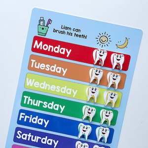 Belohnungstabelle für Kinder beim Zähneputzen für gesunde Zähne, Routinetabelle für Kinder am Morgen