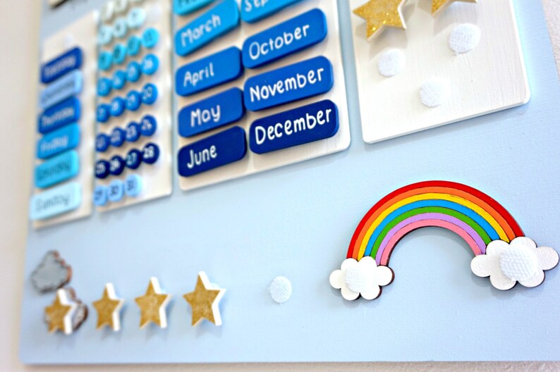 Personalised Childrens Calendar Kids Calendar Wooden Chart Etsy