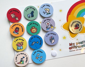 Afirmaciones positivas para niños - Atención plena para niños - Salud mental infantil - Tarjetas didácticas de afirmaciones - Bienestar