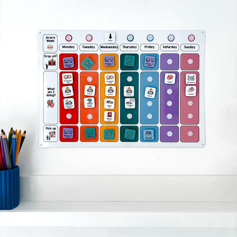 Kids Weekly Visual Planner and Daily Routine Chart, Autism Visual Aid ...