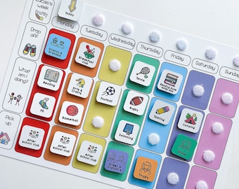 Kids Weekly Planner, Visual Timetable for Children, Daily Routine Pick up, Drop off, Personalised Week Autism Visual, Now and Next